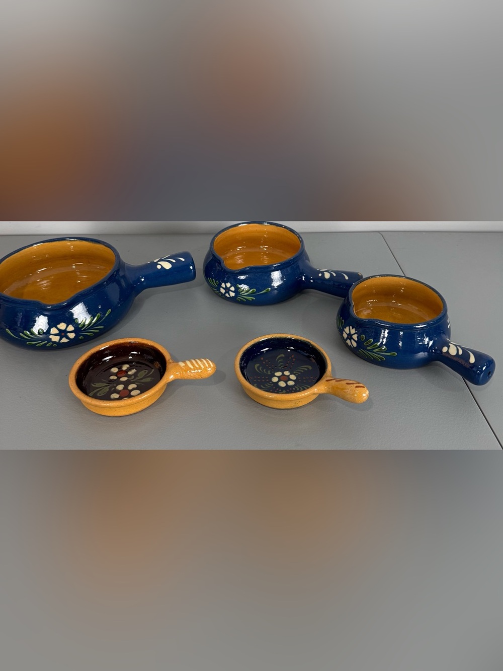 Hand-Painted Blue Ceramic Serving Dish - Decorative Home Art